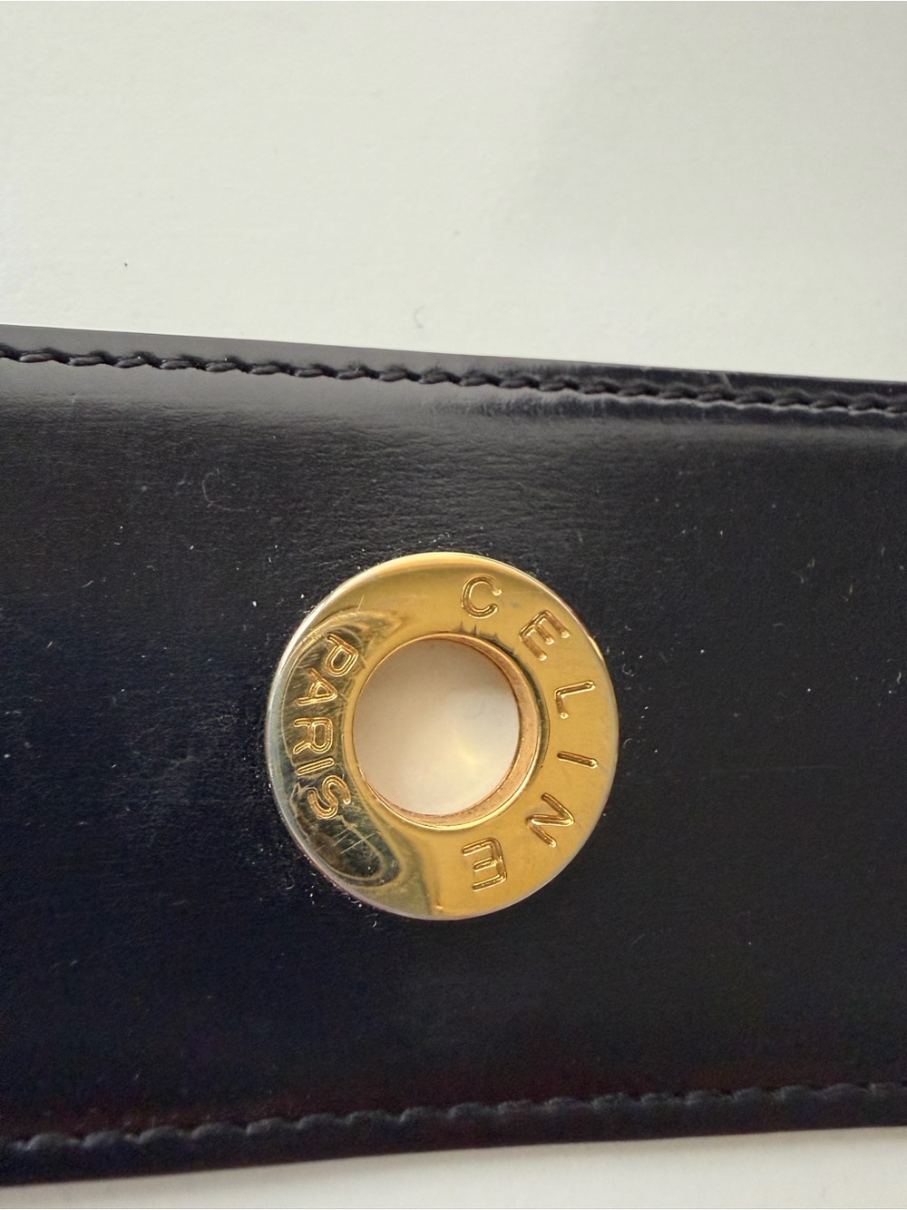Genuine vintage Celine  black Leather Belt with gold